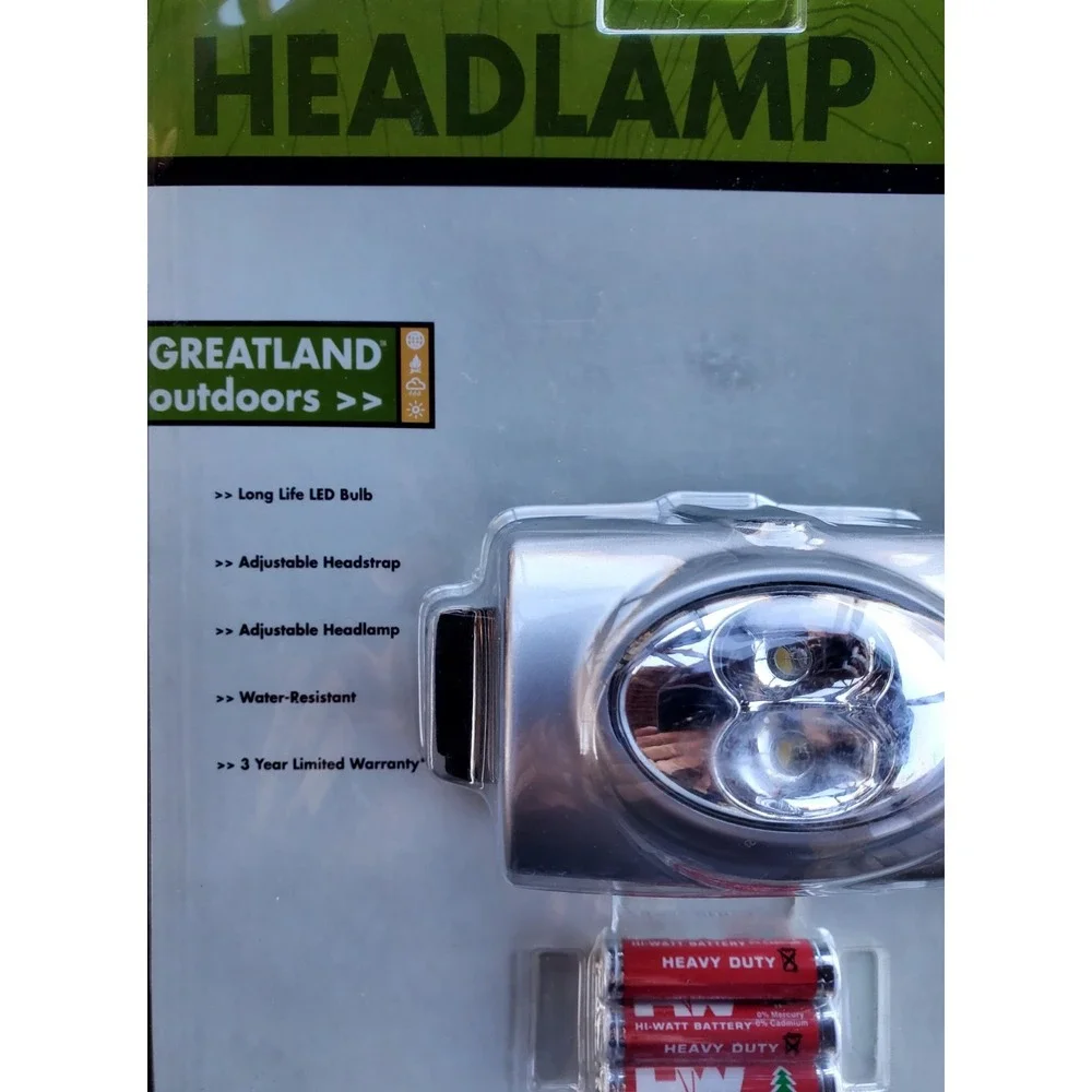 Vtg Greatland Outdoors LED Headlamp – Adjustable Headstrap‎ & Headlamp - NOS